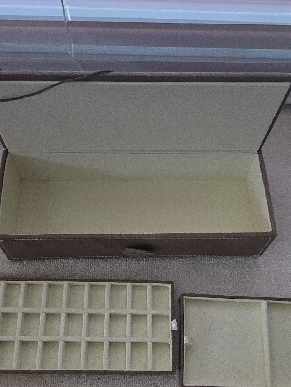 Pandora Taupe Travel Jewelry Case With Inserts.